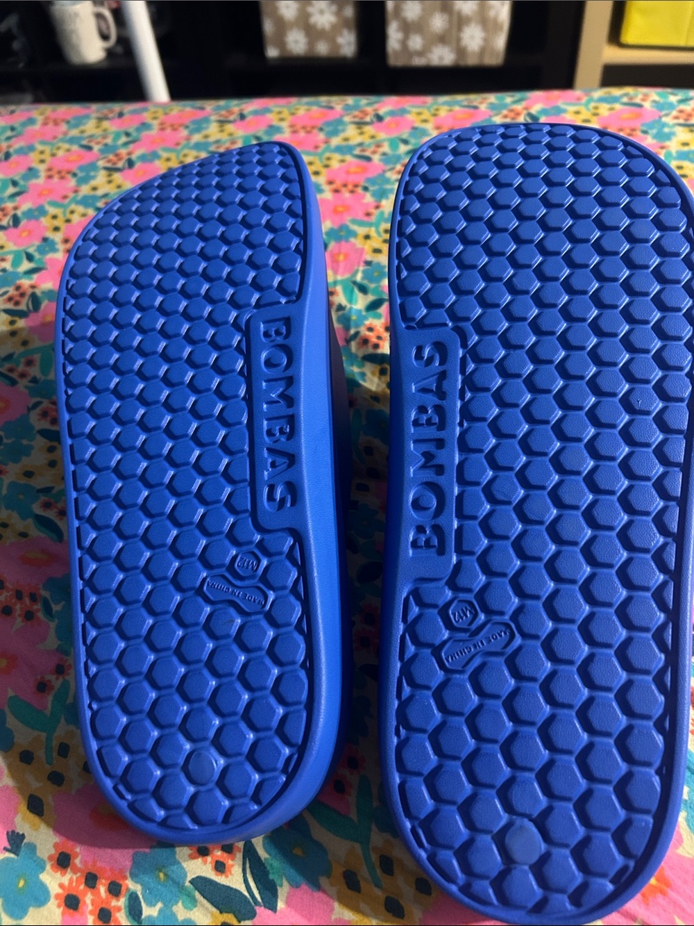 Electric Blue Slide Sandals Bombas Friday Sandals - Picture 4 of 8